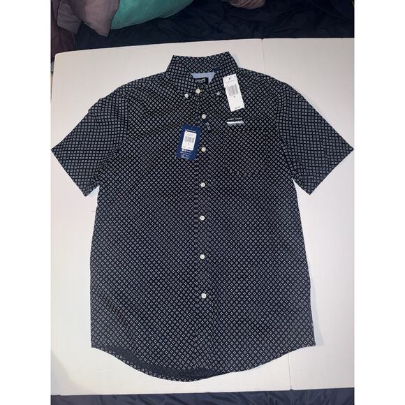 Chaps Other - Chaps Mens M Navy Geometric Print Button Down Shirt NWT Easy Care